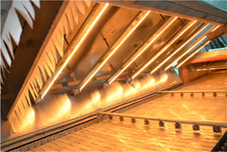 short wave radiant heater for warming display